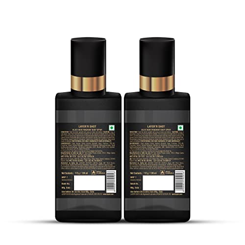 Image of Layer'r Shot Black Noir Fragrant Body Spray For Men -2 x130ml Each | Long Lasting & Skin-Friendly Premium Fragrance | Perfect For all occasions | For Men
