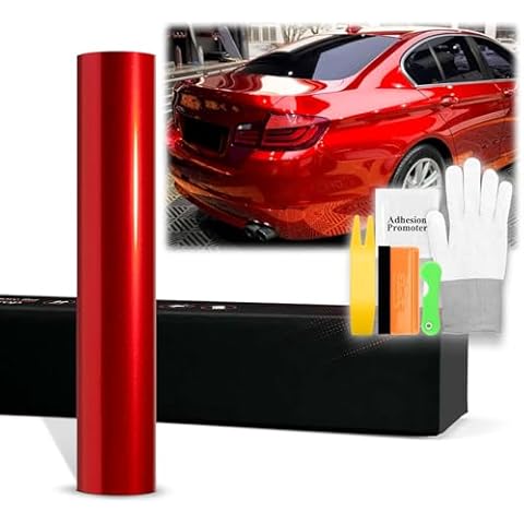 20"x60" (1.6FTx5FT) Soul Red PET Super Gloss Metallic High Glossy Vinyl Wrap Auto Car Sticker Decal Film Sheet Bubble Free Air Release Technology with Tool Kit Cover