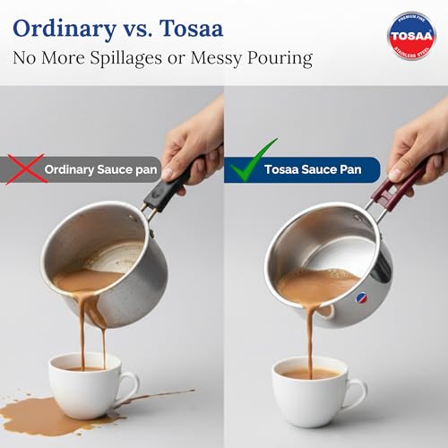 Image of TOSAA TSSP18 Stainless Steel Sauce PAN 18 CM,Premium Stainless Steel for the Modern Kitchen,Safe for Cooking All Types of Foods (1500 ml)
