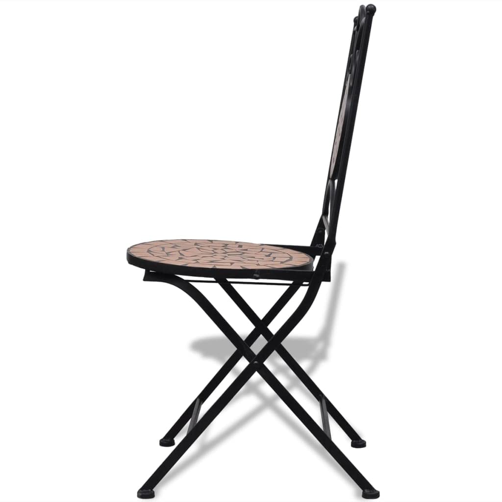 Hothingwell Bistro-Set, 3-teilig, Tisch, 2 Stühle, kariert, Keramik | Rahmen aus pulverbeschichtetem Eisen, wasserdichte Platte, leicht zu reinigen, maximale Belastung 110 kg pro Sitz