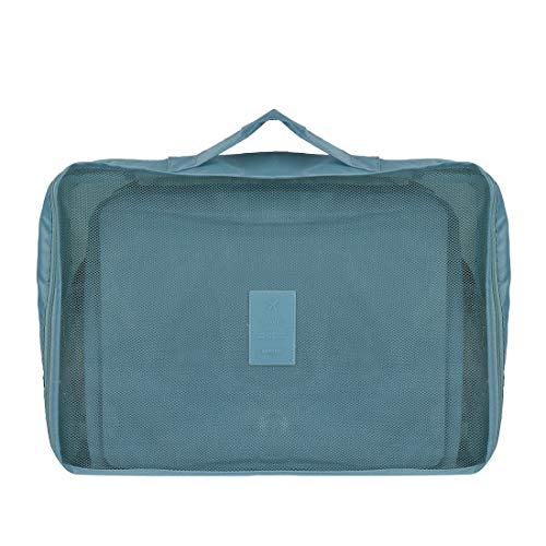 MINISO Foldable Travel Organiser Bag Zipper Toiletry Bag Set of 4,Underwear Bag Portable Storage Case Lightweight Fits Bra Socks Underpants for Women, Green