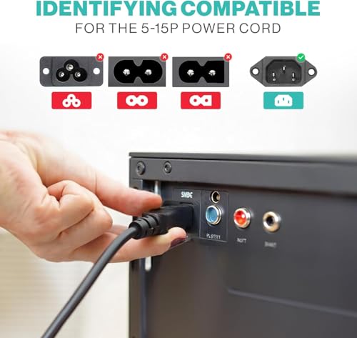Image of 20ft 3 Prong Computer Power Cord |125V| Standard Replacement AC Electric Cable for Monitor, TV, Computer, Desktop, PC, Printer
