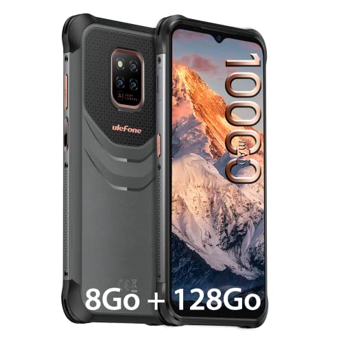 Smartphone Incassable Ulefone Power Armor 14 Pro(8 Go+128 Go,10000mAh, Android 12 4G Dual SIM Smartphone, 6.52"HD+, Triple Caméra 20MP)Telephone Portable Incassable, Étanche IP69K/NFC/OTG/GPS - Noir Cover
