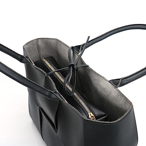 Bolso de hombro tejido de cuero para mujer miniatura 7