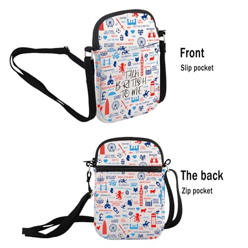 G2TUP Britisher Gift Talk British To Me Crossbody Bag British Sayings Travel Bag English Slang British Vacation Trip Gift2