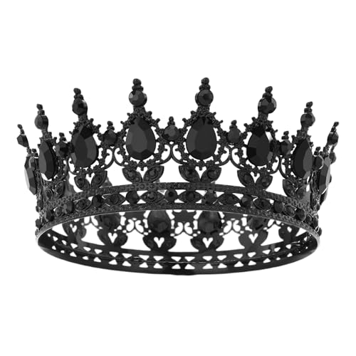 Black Crown for Women Crystal Tiara and Queen Crown for Women Wedding Headband for Bride Hair Accessories for Costume Birthday Party Cake Decoration Prom