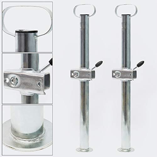 Wiltec Stützen für Anhänger 700 mm x ø 49 mm 2 Stück Anhängerstützen mit Klemmschellen Abstellstützen