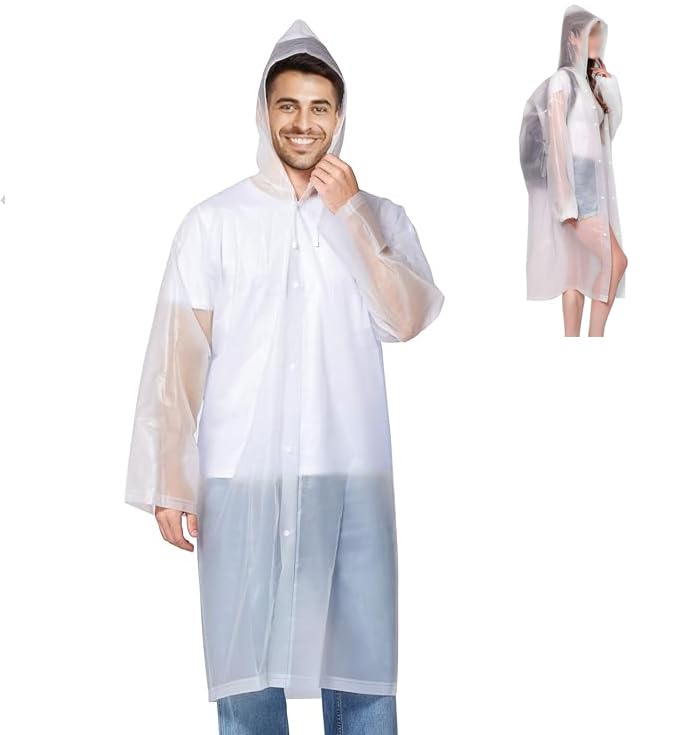 CHGANG Rain Ponchos, EVA Portable Adults Waterproof Ponchos, Reusable raincoat with Hoods for Camping, Hiking Travel, Amusement Parks, Festival
