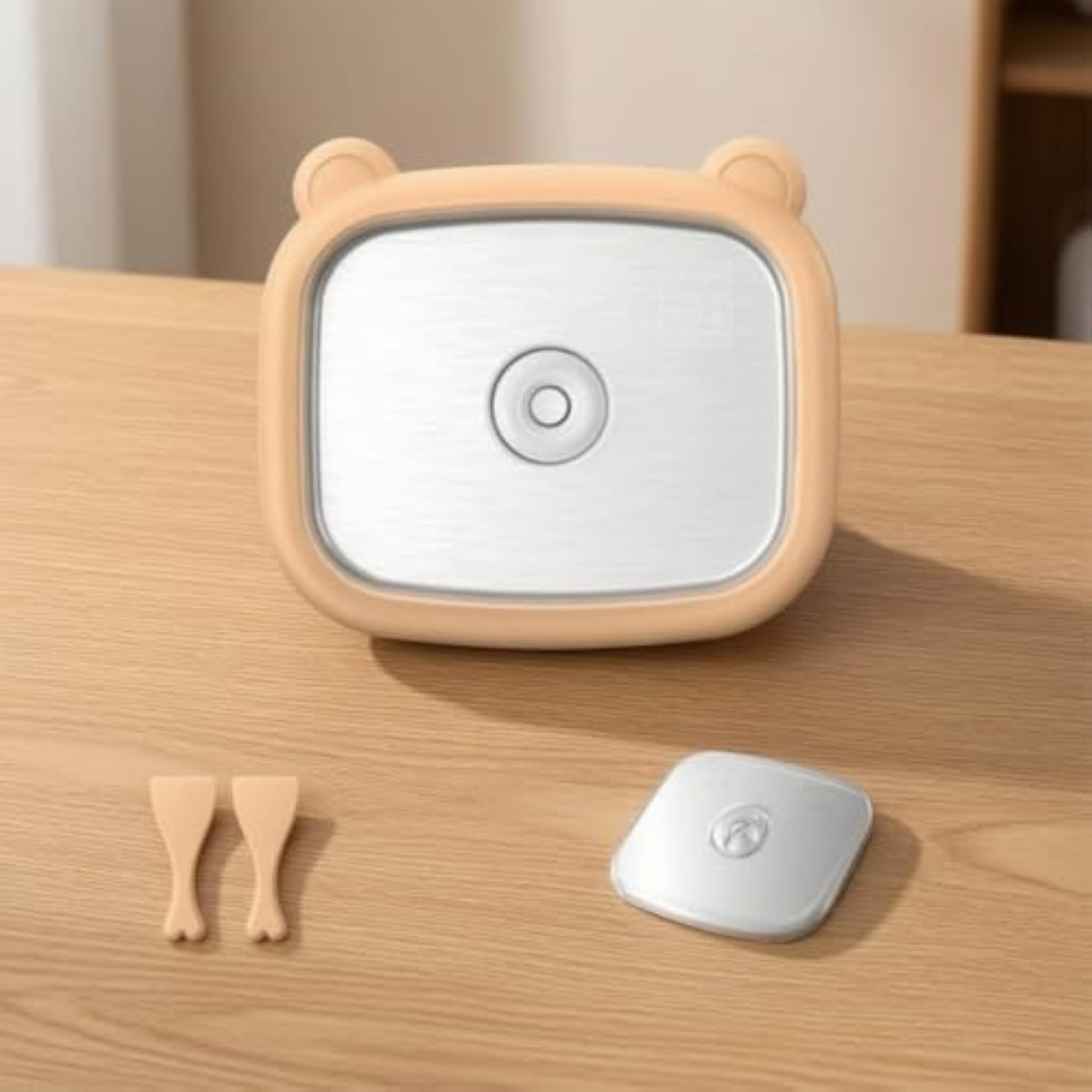 Bear-Shaped Rolled Ice Cream Plate with Spatulas