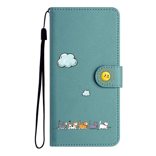 Jeffene Funda para Samsung Galaxy A90 5G (6,7 pulgadas), plegable, funda con función atril, tarjetero, funda de piel sintética con tapa para Samsung Galaxy A90 5G, verde