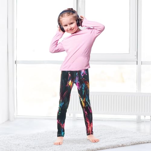 Bolaz Toddler Girls Leggings Printed Yoga Pants Leggings Colorful Glowing Butterflies for Kids4