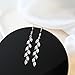 Handmade Silver Leaf Earrings Crystal Wedding Dangle Earrings for Brides Bridesmaid Gift for Women Teen Girls