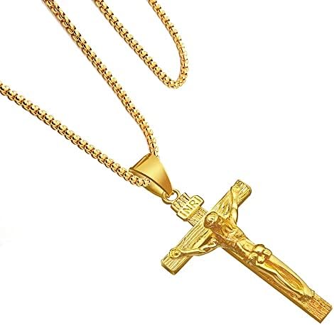 Cross Necklace for Men Women Crucifix,Cross Crucifix Pendant Necklace First Holy Communion Gifts,Cross Necklace Women Christening Gifts For Girls Cross Chain