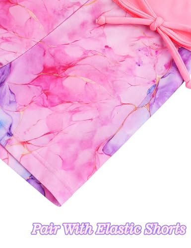 Image of Girls Swimsuits 2 Piece Summer Boyshort Bathing Suit Rash Guard Swimwear for Kids Child Beach with Sun Protection