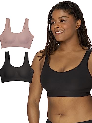 Fruit of The Loom Women's 2-Pack Full Coverage Wireless Bra w/ Built In Pads - All Day Comfort