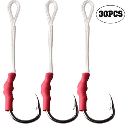 Fishing Assist Hooks with PE Line for Jigging 30pcs Saltwater Jig