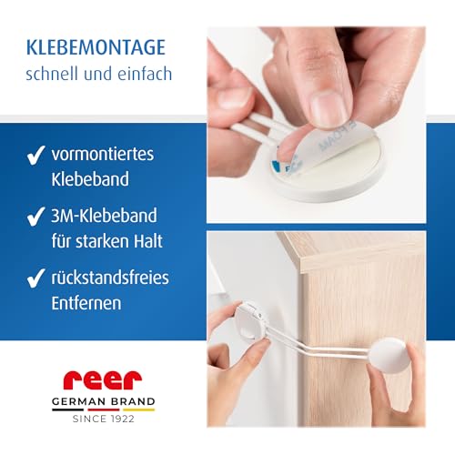 reer 72040 Multi-Sicherung 3 Stück Vorteilspack, Kindersicherung für Schrank, Schublade und mehr, vom Schwäbischen Kindersicherheitsexperten, Weiß