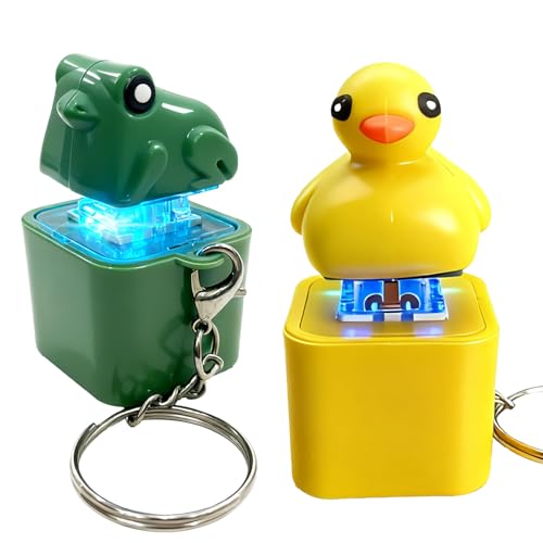 Image of Frog Croaking Fidget Toy, Frog Croaking Keychain With Sound LED lights, Keyboard Clicker For Stress Relief Fun Gifts