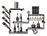 FanXus Weinregal, Retro-Wandmontage, Metall-Flaschendisplay, schwebende Wohnzimmer-Dekoration, Lagerregal Made in China