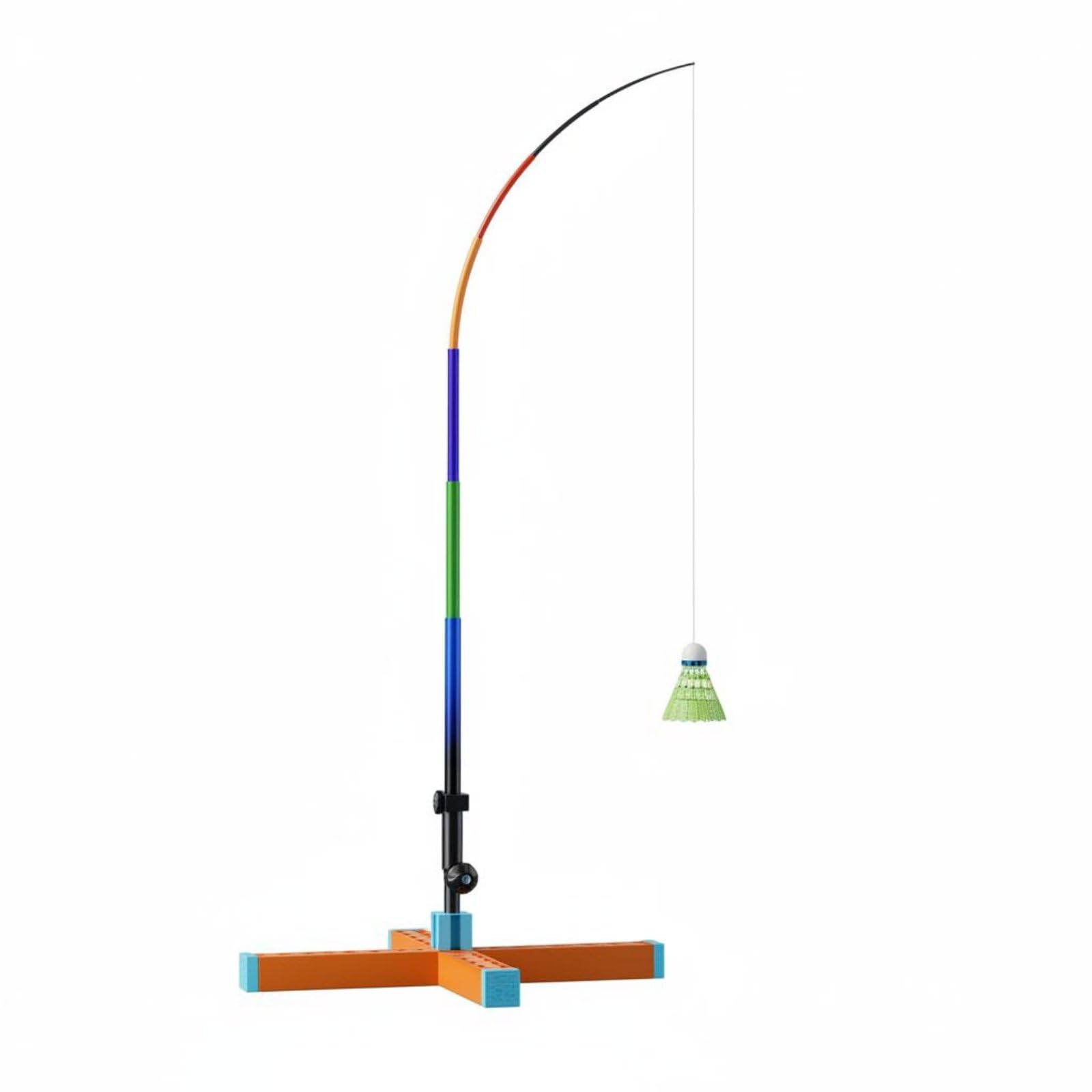 Badminton mit Flexiblem Rückpralleffekt Breiter Wasserbasis Teleskoprohr Und Selbstständigem Stand für Kinder Erwachsene, Orange, Blau, Ohne Schläger-Set Mit Rucksack