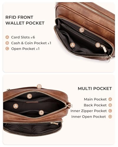 ICOLRAE Women's Small Quilted Crossbody Bag - Vegan Leather, Gold Chain Strap, Designer Phone Wallet Purse - View #7