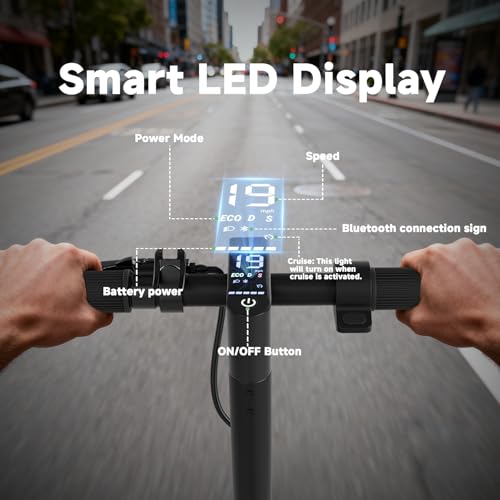 Image of WERHY Electric Scooter, 500 /350W Powerful Motor, 22 /19 MPH Max Speed, 28-15 Miles Range, Lightweight Foldable Kick Scooter with Dual Braking Systems, Smart APP