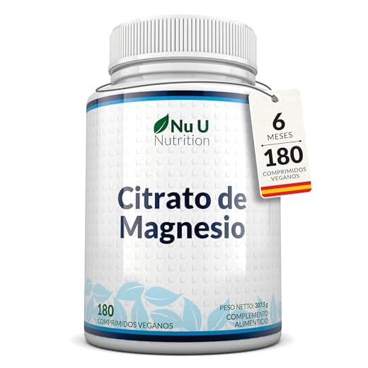 Citrato de Magnesio - 200 mg | 180 Comprimidos (Suministro para 6 Meses) | Complemento alimenticio de Nu U Nutrition