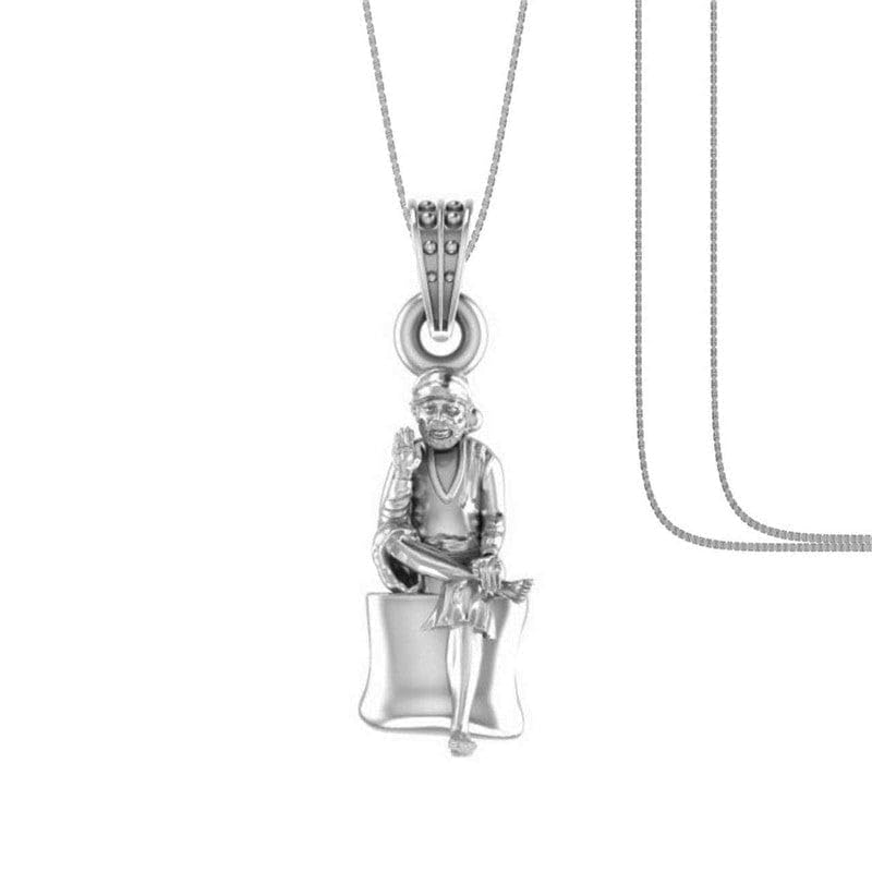 Pendentif Sai Baba en argent sterling 925 avec chaîne vénitienne pour homme et femme