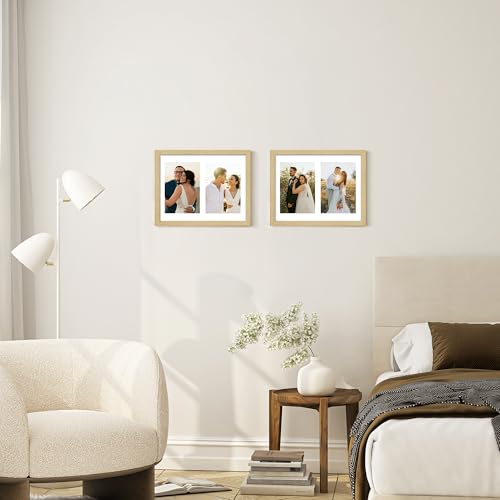 Image of DUENPY 8.5x11 Double 5x7 Picture Frame, Made of Natural Solid Wooden Picture Frames, Displays Double 5x7 inch Photos, or 8.5x11 (Without Mat) Wall Decor, Wall Hanging, or Tabletop, Solid Color.