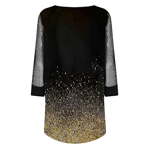 Allasfun Vestido feminino moderno com estampa de vestido de malha transparente feminino manga longa