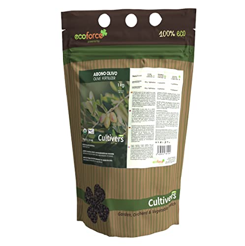CULTIVERS Abono Olivo y Plantas Mediterráneas Ecológico 1 kg granulado. 100% Orgánico y Vegano. Mejora la Productividad de los Cultivos