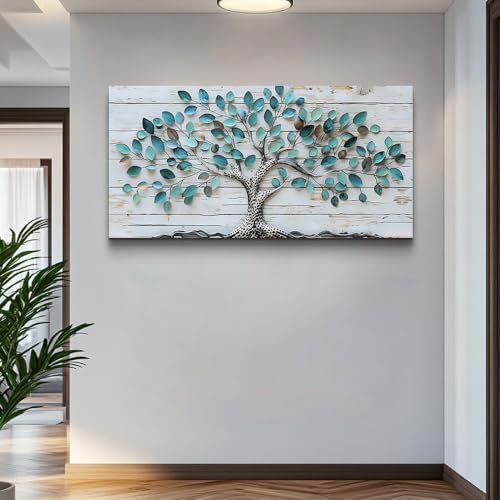 QIYILEXWART Canvas Wall Art For Living Room Wall Decor For Bedroom Office Wall Decoration Green Tree Landscape Painting Abstract Pictures Artwork Room Aesthetic Home Decor 20x40 In