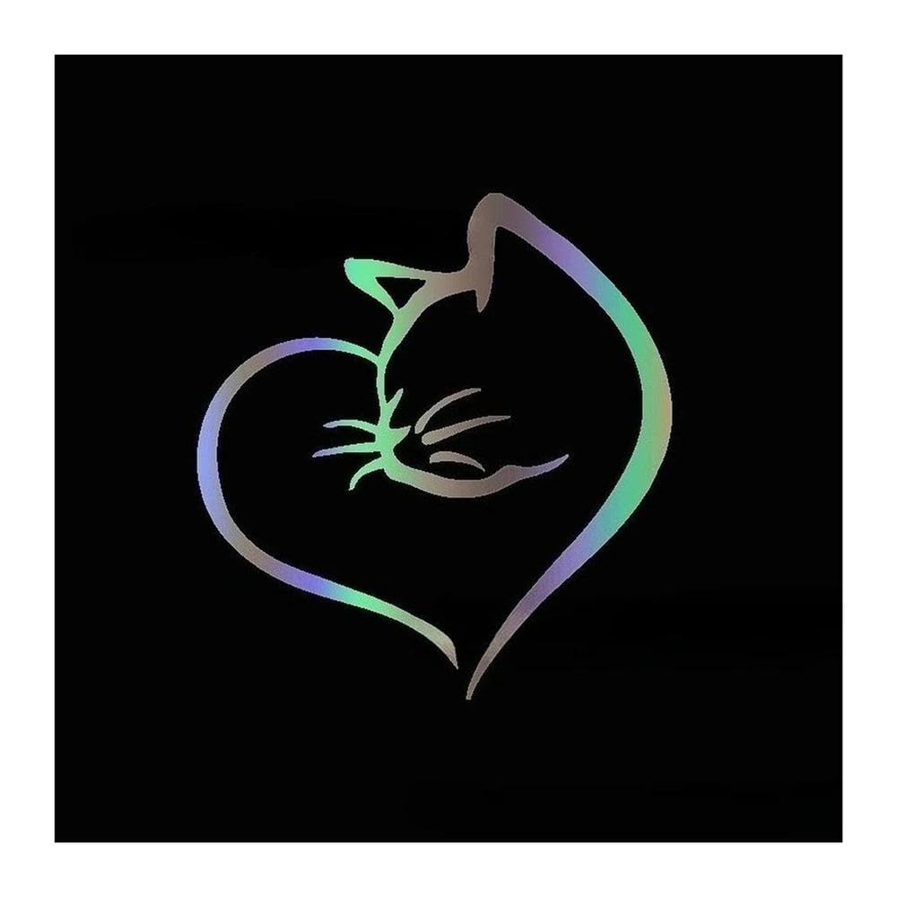 Waterproof Cat Heart Car Sticker PVC Auto Decor for Rear Windshield(Laser)