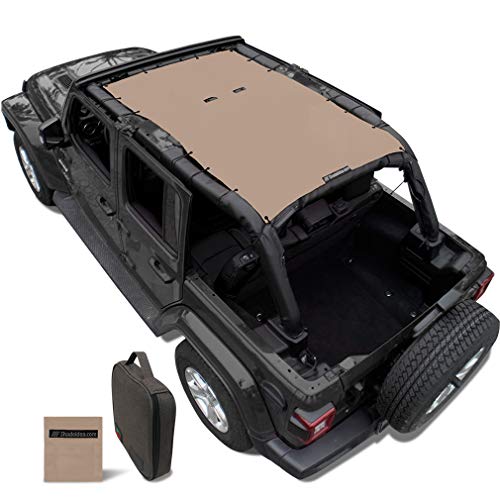 Shadeidea Parasol para Jeep Wrangler JL Unlimited (2018 en adelante), 4 puertas, delantera y trasera, color marrón claro, malla de malla, protección UV, incluye bolsa de transporte