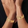 Linkidea Plus Size Bangle Bracelets Set for Women, Set of 14 Stainless Steel Irregular Stacked Round Golden Bangles, 8.6 Inches, Large #1