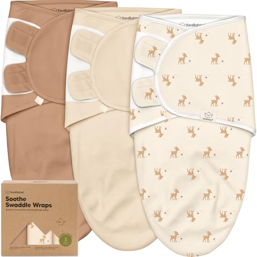Image of 3-Pack Organic Baby Swaddle Sleep Sacks - Swaddles for Newborns, Infant 0-3 Months, Baby Girls, Boys, Soft & Snug Newborn Sleep Sack, Nursery Swaddling Blankets (Lil Fawn, OS)