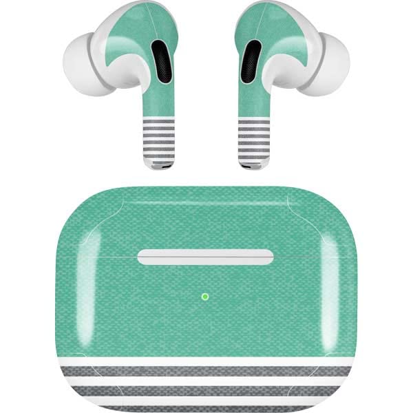 Skinit Decal Audio Skin Compatible with AirPods Pro 2nd Gen - Teal and Grey Stripes Design