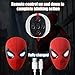 HWEQT Electric Spider Hero Mask with Moving Eyes, Ring Remote Control Movable Mechanical Eye and LED Lights, Realistic Spider Superhero Mask Costume for Cosplay (Black with Remote)