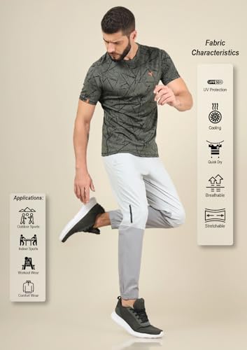 Image of TECHNOSPORT Mens Woven Regular Fit Activewear Joggers for Running, Gym, Sports and Regular Use Stretchable, Colorblock and Antimicrobial
