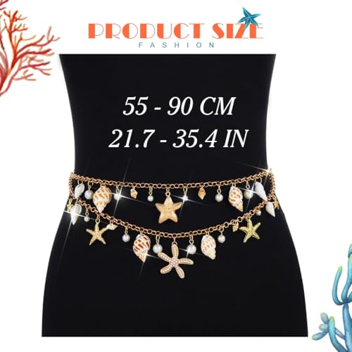 BODIY Gold Waist Chain Starfish Belly Chain Seashell Bikini Chain Summer Beach Waist Accessories for Women3