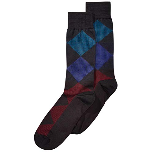 Perry Ellis Mens Microfiber Printed Dress Socks (Black)