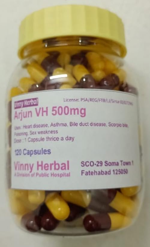 Arjun DH Herbal Supplement 500mg Capsules 120 Caps Jar