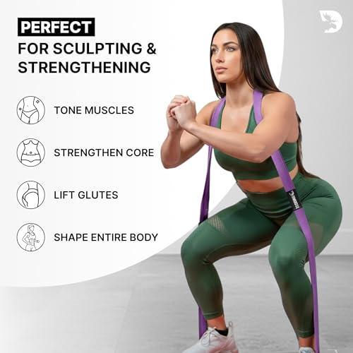 Image of DMoose Fitness Fabric Resistance Bands for Full Body Exercises - Non-Slip Thick Cloth Stretch Band for Squats, Lunges & Bicep Curls - Long Resistance Bands for Working Out - Booty Band for Men & Women