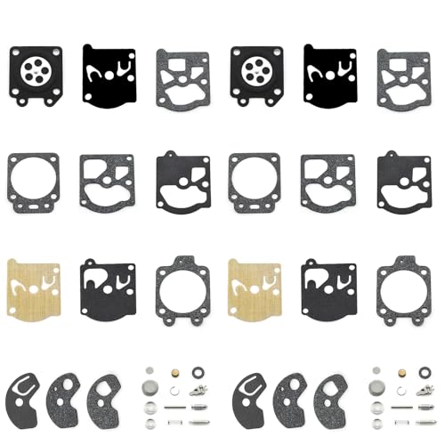 Paquet de 2 Kit Réparation du Carburateur Joint, K10-Wat Joints pour Walbro/Mcculloch/Husqvarna/Partner/Poulan/Microxxv/Ryobi Membrane Carburateur Debroussailleuse