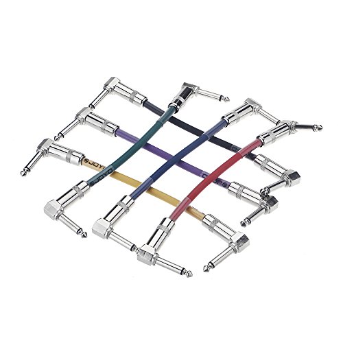 Professional Pack Of Six, 0.65Ft (20Cm) Guitar - Instrument Patch Cables (Right Angle) 6.3Mm To 6.3Mm - Can Be Used For Guitar Effects Pedals, Instruments, And More #TOP2