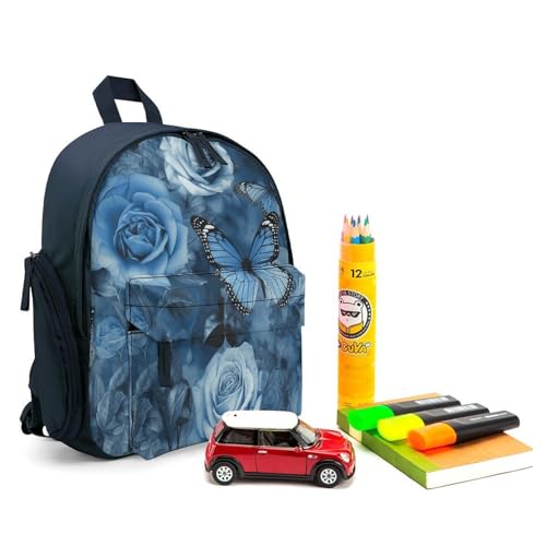 Blue Rose Mini Backpack Light Weight Small Travel Backpack Shopping Travel Daypack3