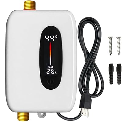 ECOAPTUNIT Tankless Water Heater Electric 110V, 3000W Switch Between Fahrenheit or Celsius Temperature Display