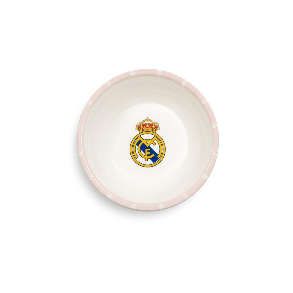 Interbaby - Set de Vajilla Infantil 5 Piezas Real Madrid Rosa | Plato llano, Bol, Cubiertos y Vaso antigoteo | Apto para Lavavajillas | Apto para Microondas | Licencia Oficial | Libre de BPA