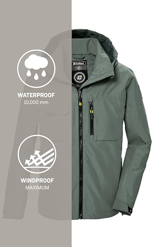 killtec Jungen Funktionsjacke ist wasserdicht/Outdoorjacke mit Kapuze KOS 140 BYS JCKT, oliv, 140, 43001-000