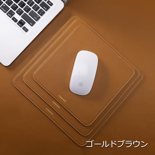 COGURE コグレ マウスパッド 本革 レザー スムースレザー 滑り止め おしゃれ 高級 ブランド COMP ＜ゴールドブラウン、L＞